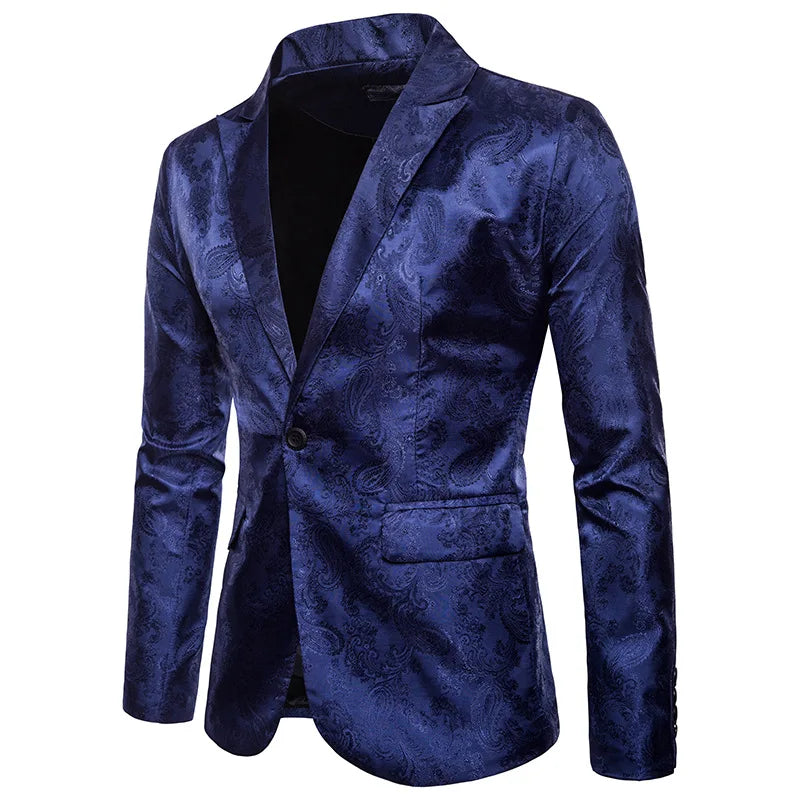 Men Suit Banquet Wedding Suit Party Suit Bar Night Club Blazer Men Tops Bright Suit Paisley Blazer Fashion Men's Suit