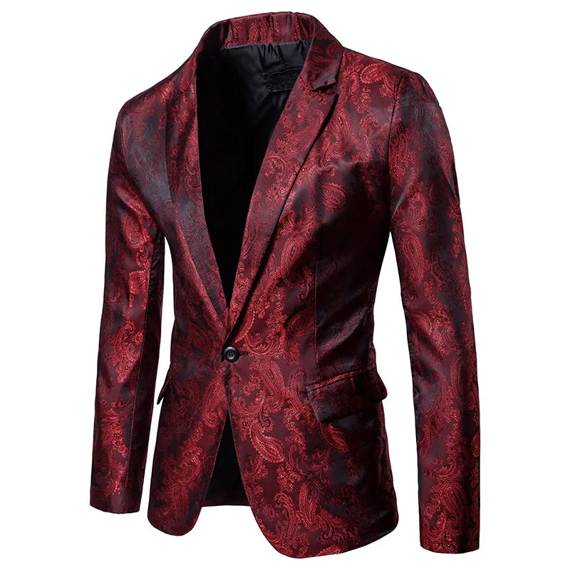 Men Suit Banquet Wedding Suit Party Suit Bar Night Club Blazer Men Tops Bright Suit Paisley Blazer Fashion Men's Suit