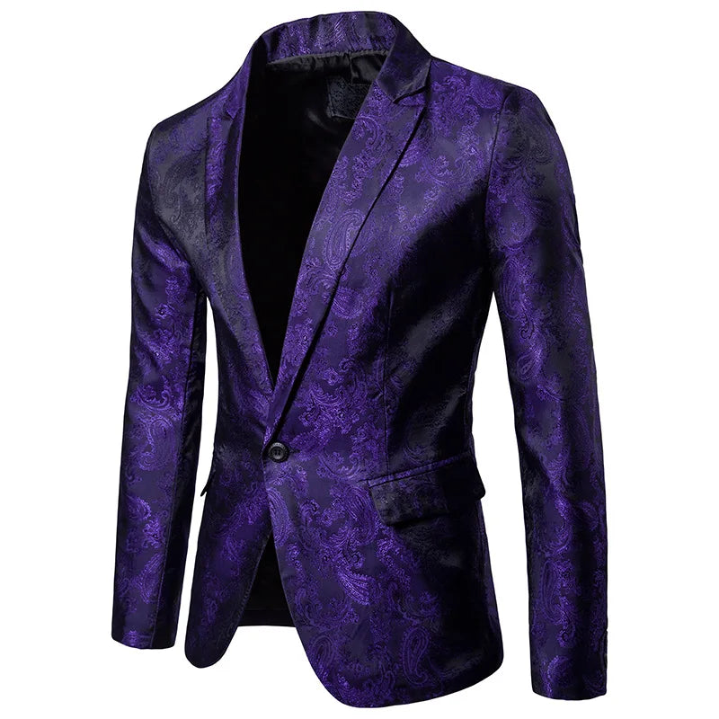 Men Suit Banquet Wedding Suit Party Suit Bar Night Club Blazer Men Tops Bright Suit Paisley Blazer Fashion Men's Suit