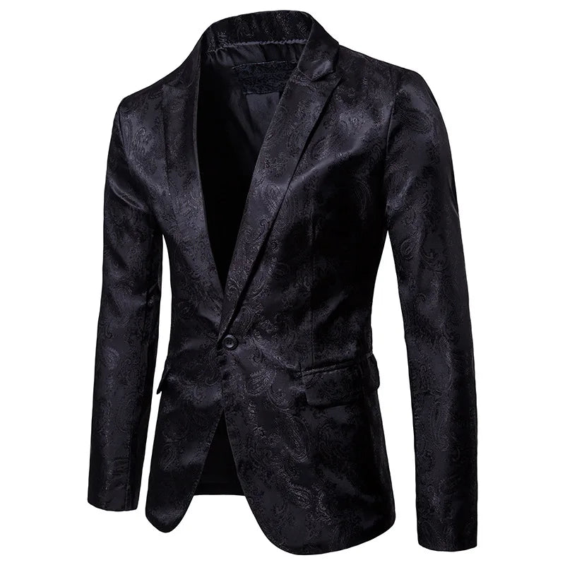 Men Suit Banquet Wedding Suit Party Suit Bar Night Club Blazer Men Tops Bright Suit Paisley Blazer Fashion Men's Suit