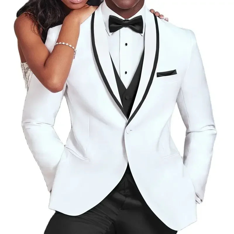 Formal Wedding Tuxedo For Groom  Slim Fit Men Suits 3 Pcs Male Fashion Costume Jacket With Pants Vest Custom Made