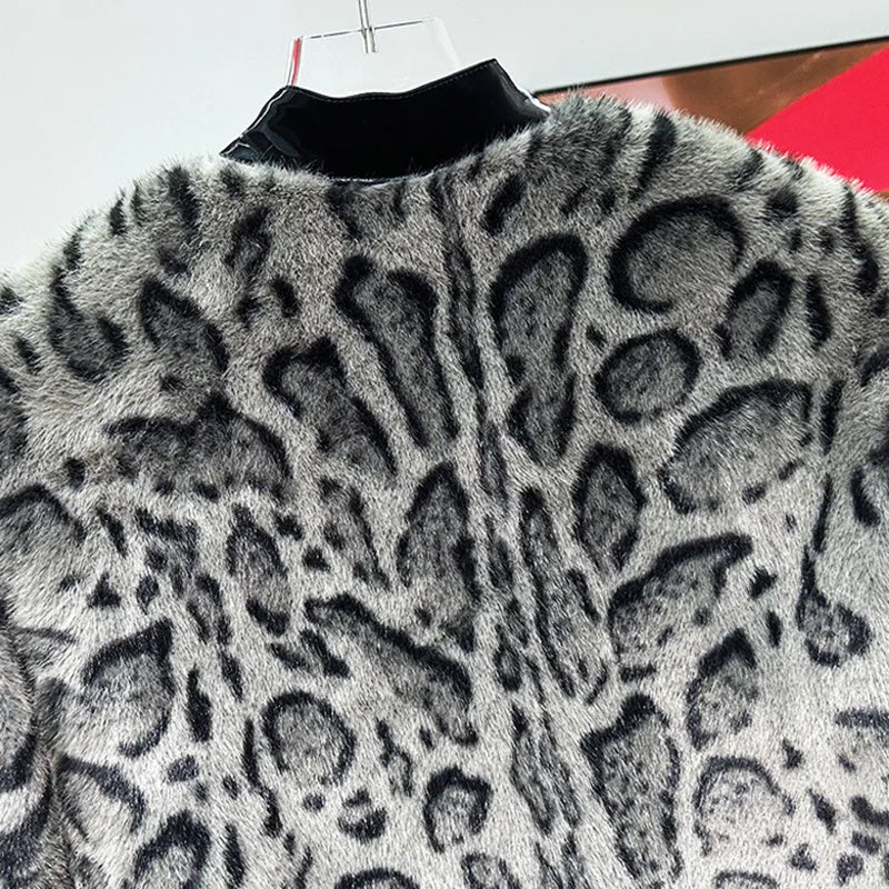 PFHQ Autumn Winter Leopard Print Men's Fur Coat New Style Patchwork Design Men's Thick Plush Short Jacket Trendy 21Z7244