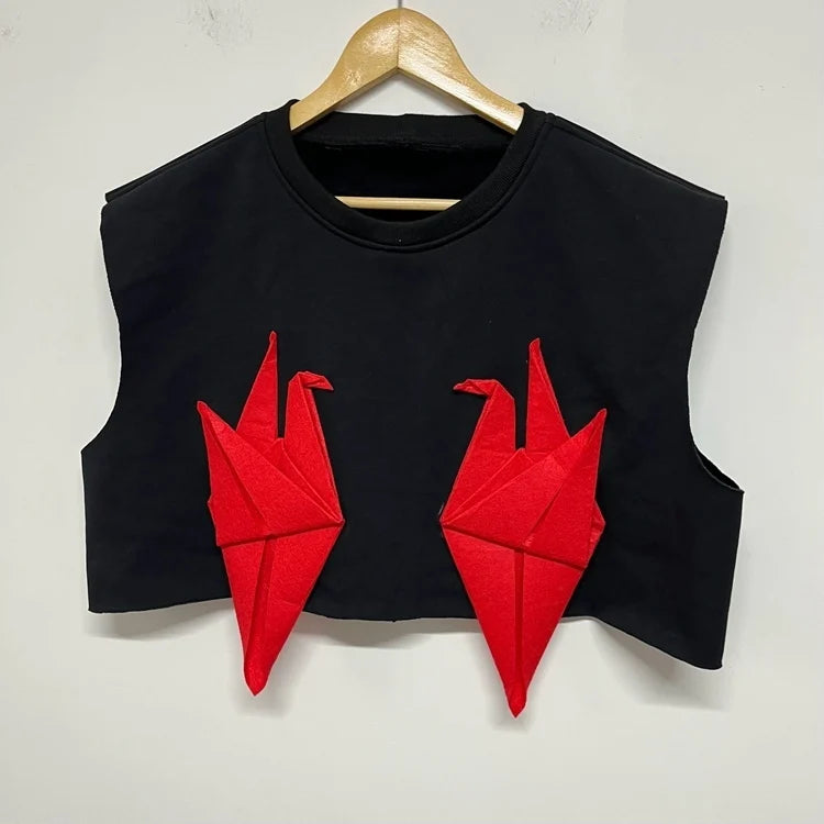 PFHQ Men's Handmade Origami Thousand Paper Crane Vest China-Chic Cool Chinese Style Designer Overlay Spring Waistcoat 21Z3697