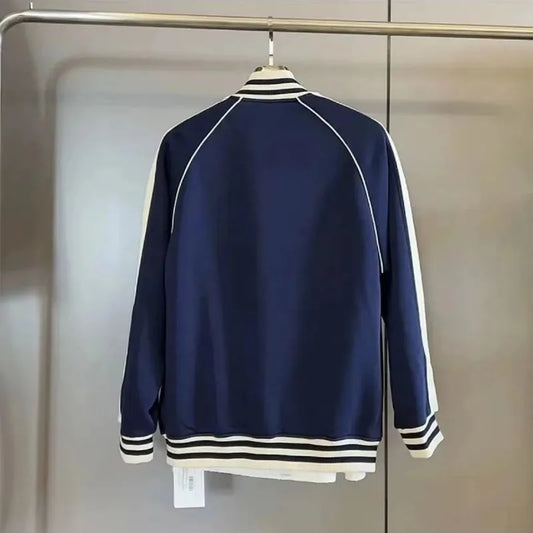 Men's clothing spring and autumn high quality sports suit fashion color matching cardigan stand collar casual pants suit