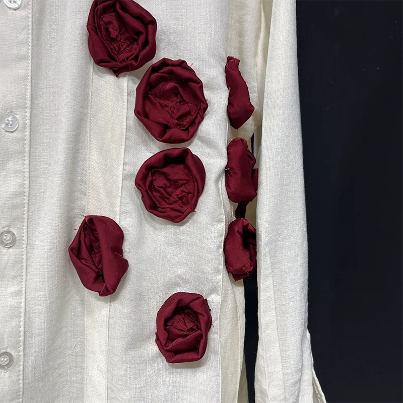 PFHQ Autumn Men's Embroidered Tops Long Sleeved Casual Loose Fitting Sun Protection Creativity Flowers Patchwork Shirts 21Z2008