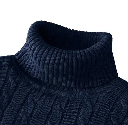 Men's High Neck Sweater Solid Color Pullover Knitted Warm Casual Turtleneck Sweatwear Woolen Mens Winter Outdoor Tops