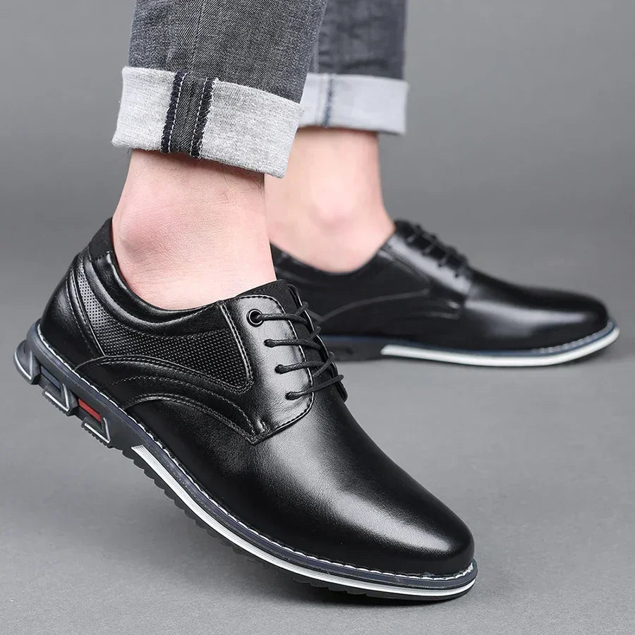 Men's Leather Shoes Men's Casual Shoes Thick Bottom Wear-resistant Increased Waterproof Wear-resistant Social Shoes Male Tenis