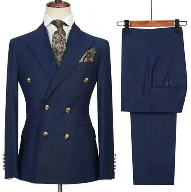 Suits For Men 2 Pieces Set Luxury Elegant Wedding Blazers Closure Collar Party Classic Full Jackets Pants Without Accessories