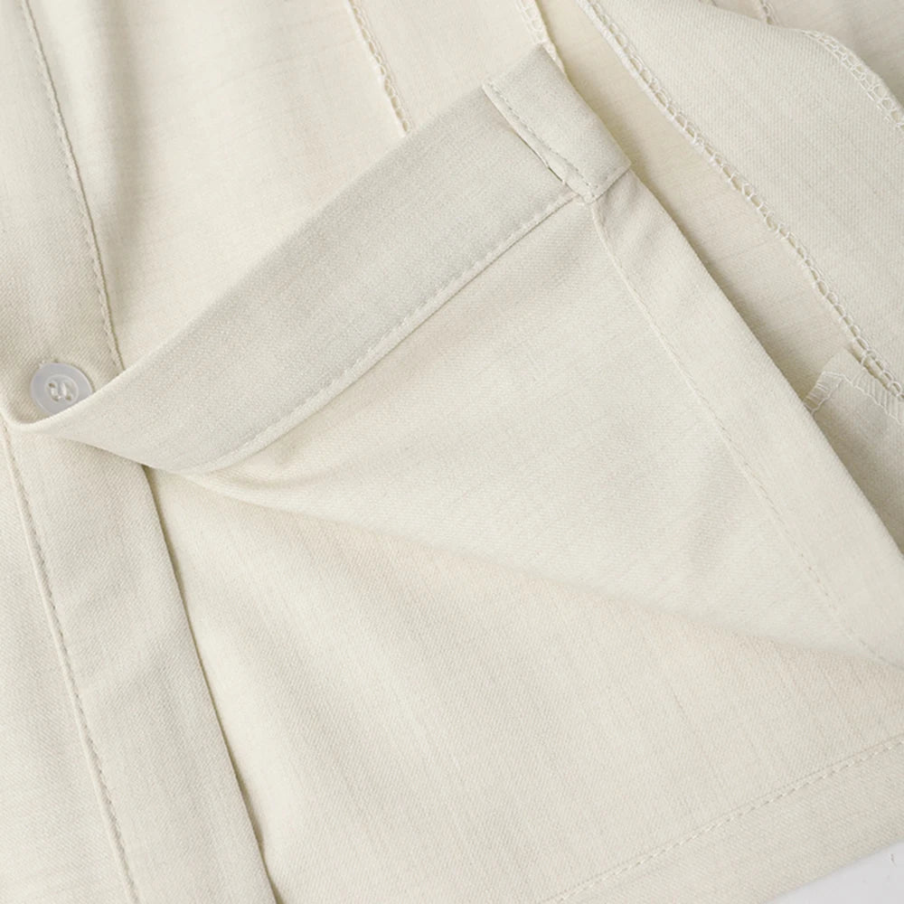 PFHQ Long Sleeved Non Ironing Solid Color Men's Shirts Haute Quality Turn-down Collar Loose Casual Button Tops Summer 21Z4309