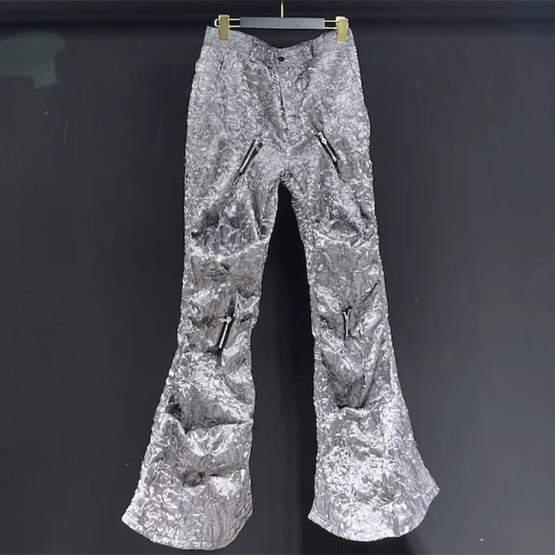 PFHQ Men's Textured Pants Heavy Industry Wide Leg Flared Haute Quality Plicated Design Handsome Spring Outdoor Trousers 21Z4282