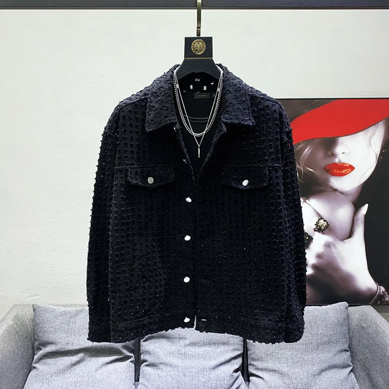 PFHQ Solid Color Sequin Decorate Niche Design Men's Jacket High Quality Street 2023 Summer Loose Original Stylish Coat 21F2276
