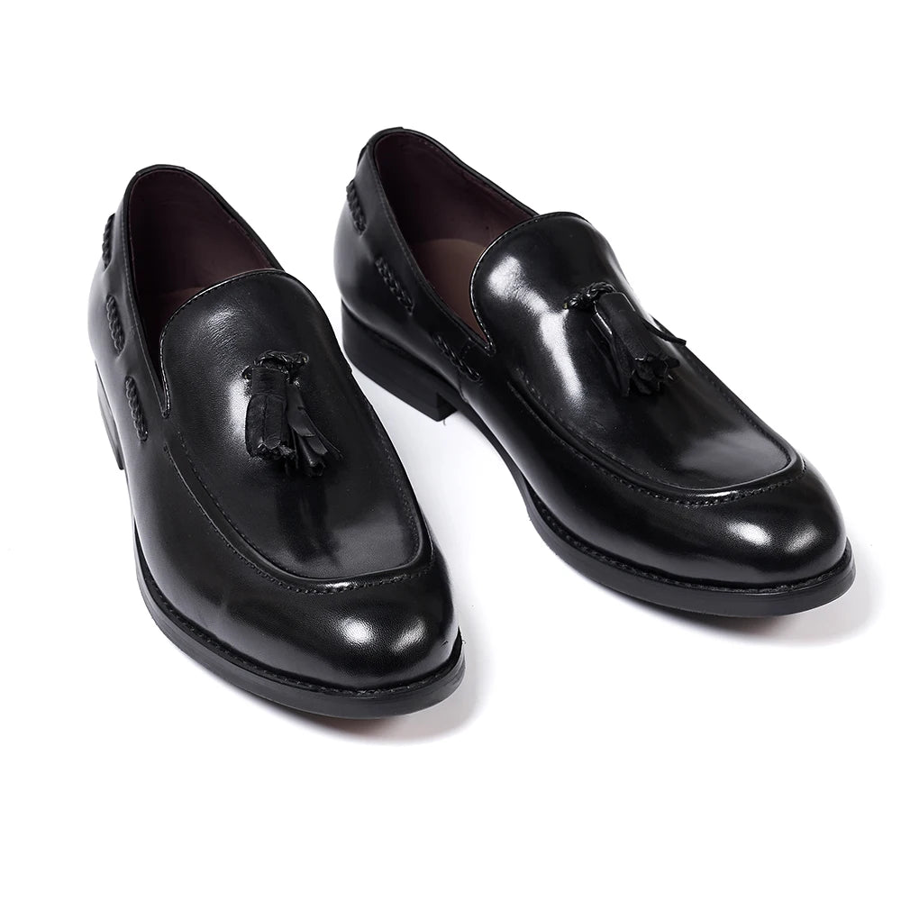 Classic Men's Tassel Loafers Genuine Leather Handmade Slip on Daily Casual Shoes Comfortable Office Wedding Dress Shoes for Men