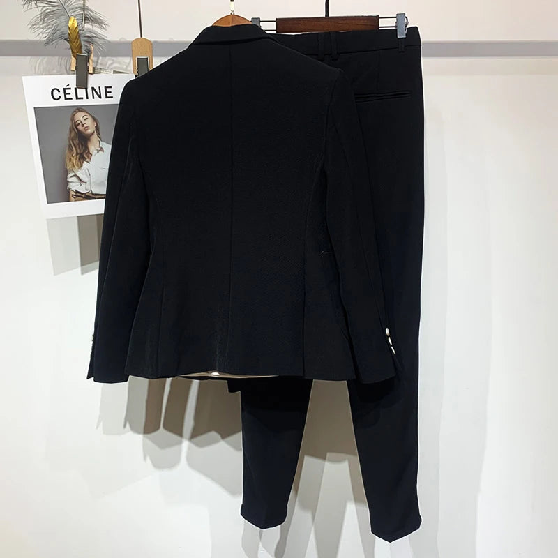 PFHQ Autumn Men's Fashionable Double Breasted Blazers Handsome Tide Light Luxury High Quality Solid Color Suit Trousers 21Z1251