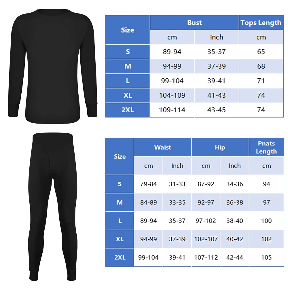 Long Johns Thermal Underwear for Men Fleece Lined Base Layer Set for Cold Weather Top Bottom Black Blue White