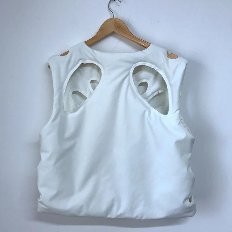 PFHQ Hollow Out Niche Design Elegant High Quality Sleeveless Vest Jacket Coat Original Trendy Streetwear 2024 Waistcoat 21F1840