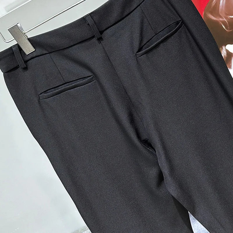 PFHQ Men's Metal Chain Decoration Design Trousers Korean Trendy Solid Color Simple Original Summer Male Pants Versatile 21Z4978
