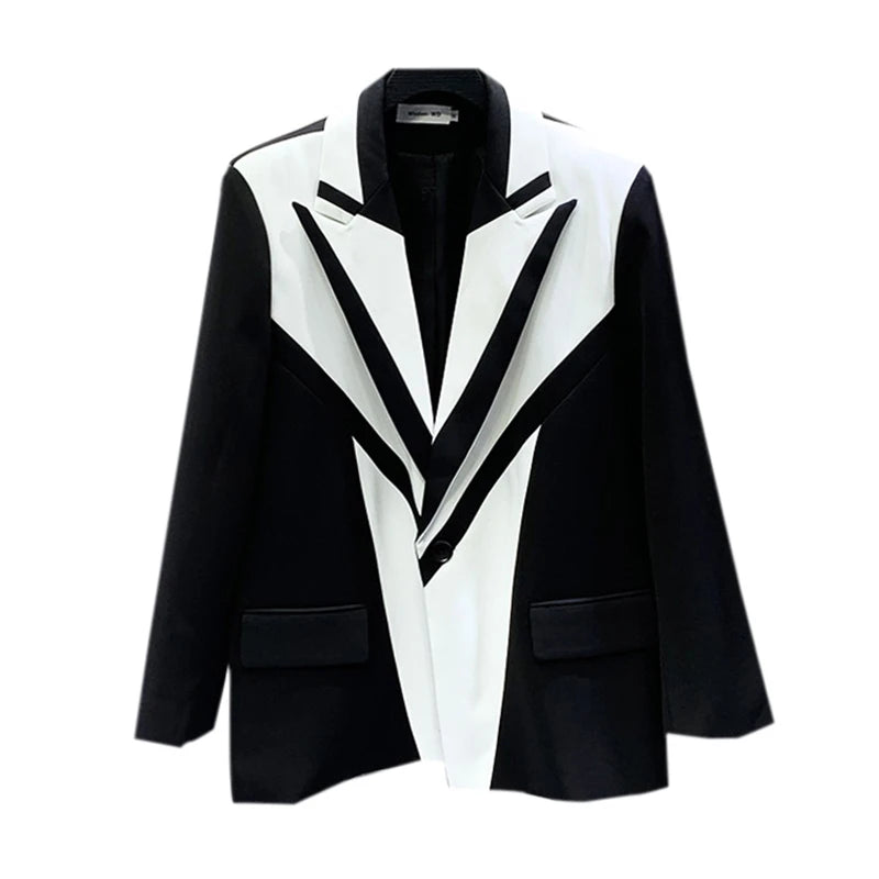 PFHQ Stylish Color Contrast Original Design Men's Casual Suit Coat High Quality Street Elegant Luxury 2023 Trendy Jacket Spring