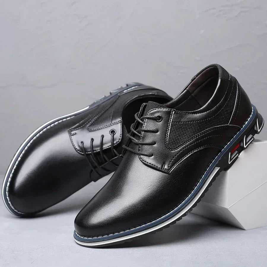 Men's Leather Shoes Men's Casual Shoes Thick Bottom Wear-resistant Increased Waterproof Wear-resistant Social Shoes Male Tenis