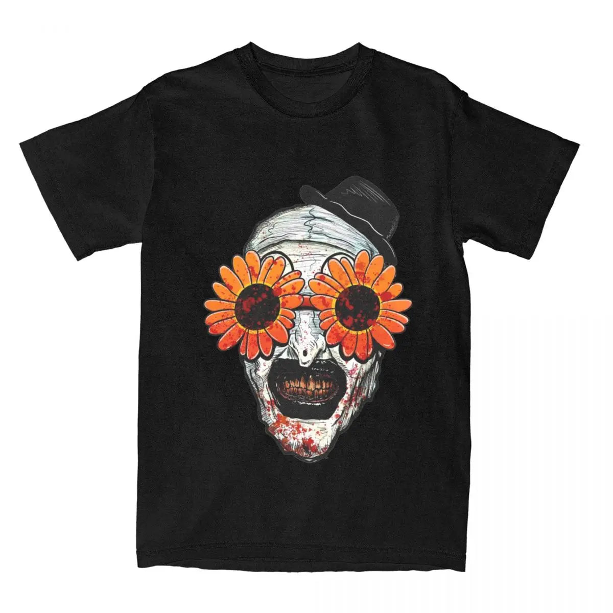 Men Women's Art The Clown Terrifier 2 Sunflower Sunglasses T Shirts Horror Movie Cotton Tops Fashion Tees Plus Size T-Shirt