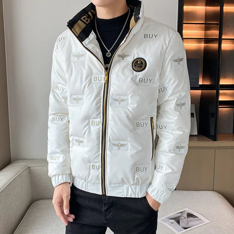 Men's Trendy Lightweight Down Jacket 2023 New Arrival Thickened Cropped White Duck Feather Collar Winter Coat