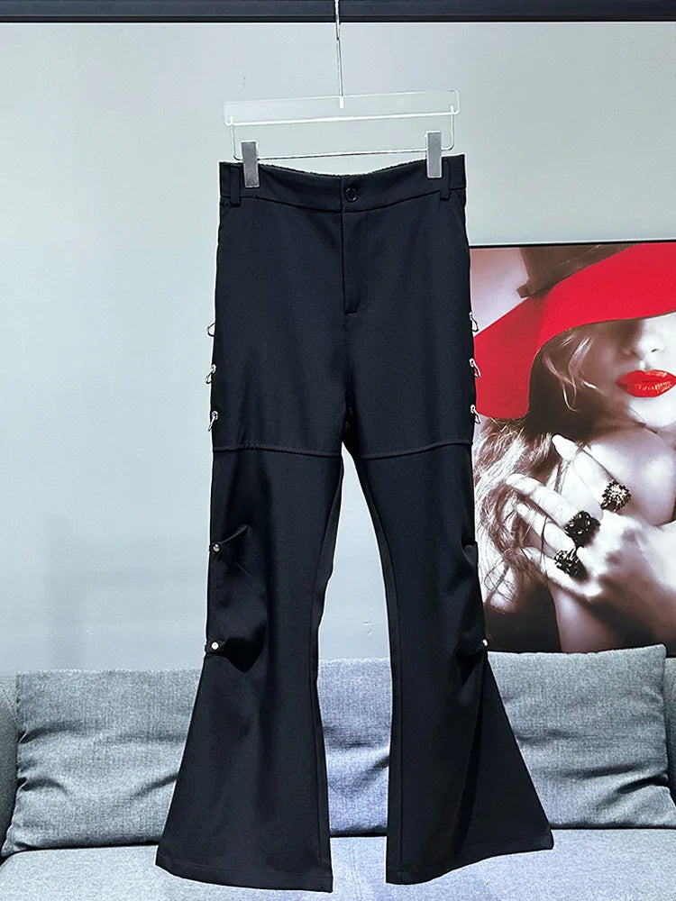 PFHQ Fashion Versatile Male Pants Chic Metal Ring Decorative Design Outdoor Loose Men's Elastic Waist Trousers Summer 21Z4989