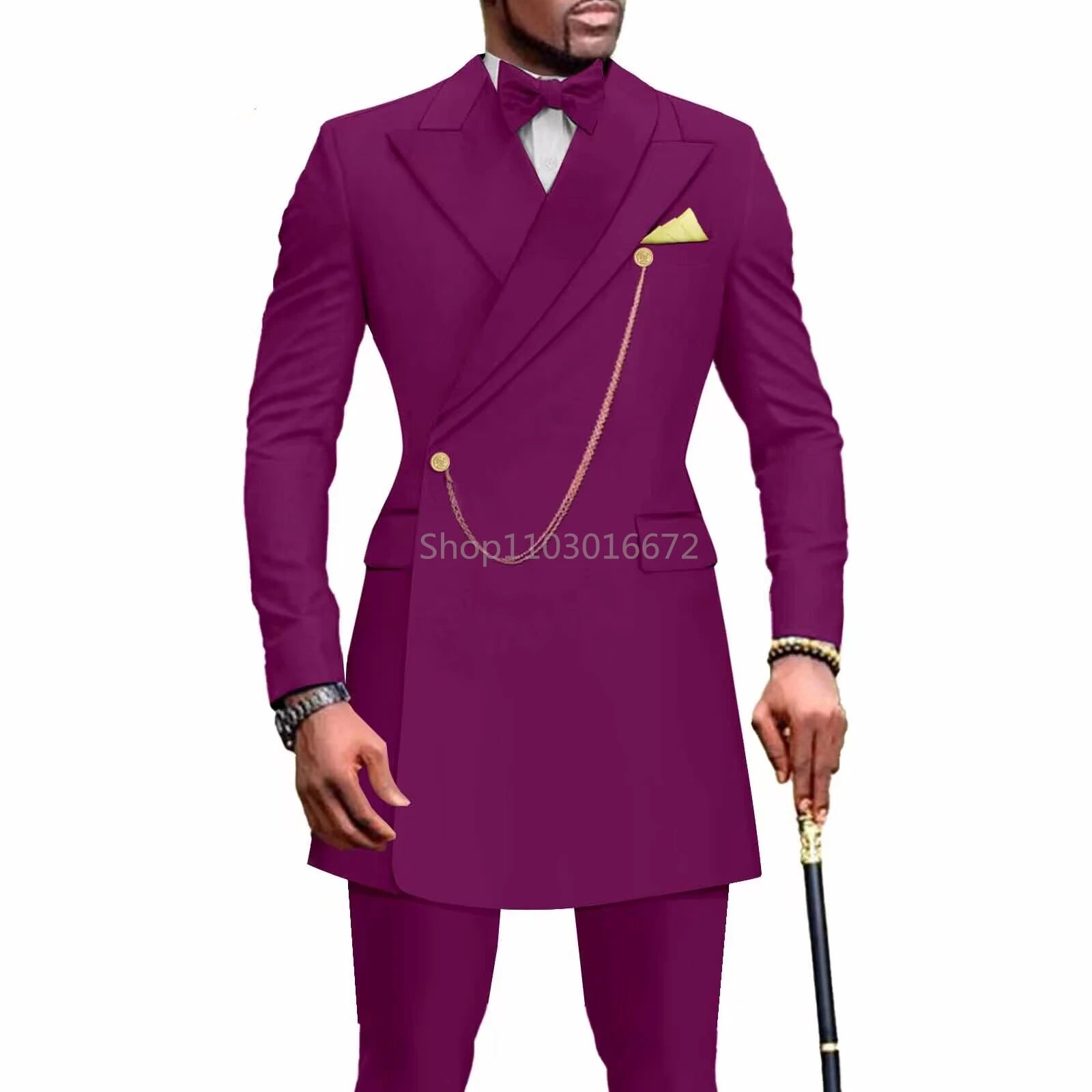 Solid African Design Peak Lapel Slim Fit 2 Piece Men Suits For Wedding Groom Tuxedos for Prom Party Best Men Suits Blazer Pants