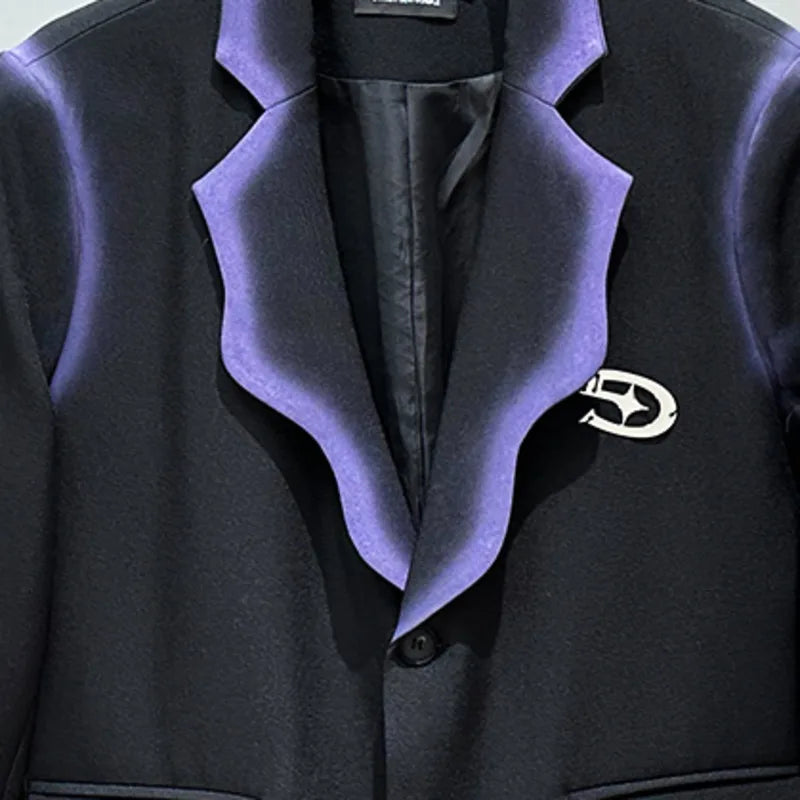 PFHQ Men's Blazers Hand-painted Spray Painted Gradient Design Korean Single Breasted Delicacy Male Suit Jackets Summer 21Z4479