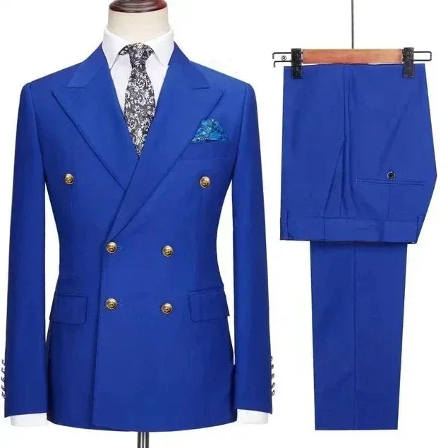 Suits For Men 2 Pieces Set Luxury Elegant Wedding Blazers Closure Collar Party Classic Full Jackets Pants Without Accessories