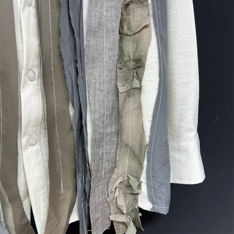 PFHQ Men's Linen Shirts Fashion Summer Twisted Splicing Design Long Sleeved Sun Protection Coat Vintage Creativity Tops 21Z4574