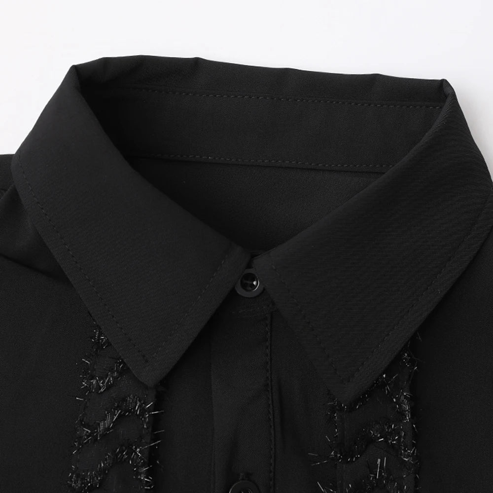 PFHQ Personality Men's Flower Decorate Long Sleeve Shirt Original New Advanced Niche Design Light Luxury Tops Summer INS 21F3035