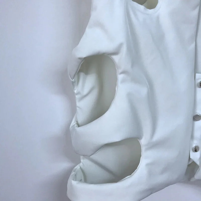 PFHQ Hollow Out Niche Design Elegant High Quality Sleeveless Vest Jacket Coat Original Trendy Streetwear 2024 Waistcoat 21F1840