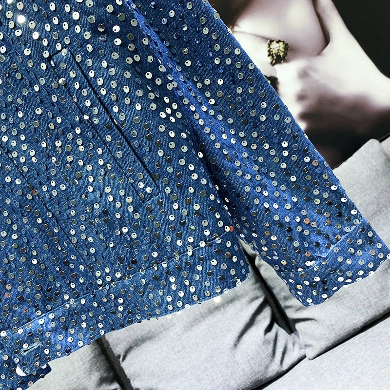 PFHQ Niche Design Street Sequin Denim Jacket Men's Personality Handsome Shiny Coat High Quality Elegant Trendy 2023 Spring New