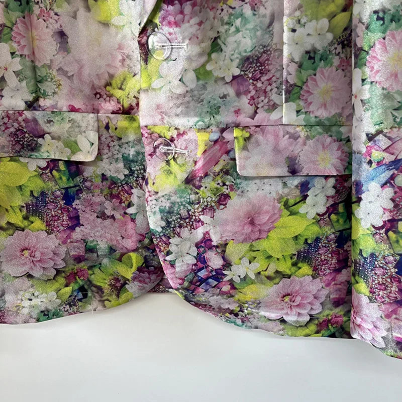 PFHQ Male Oil Painting Organza Suit Jackets Summer Creativity Delicacy Haute Quality Men's Print Art Loose Blazers New 21Z4702