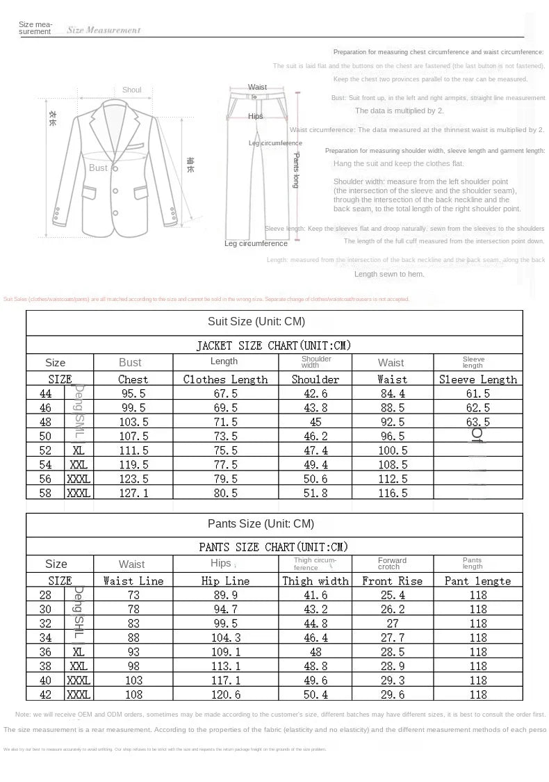 (Spring 2024) Wedding Fashion (suit + Vest + Trousers) Fashion Three-piece Wedding Dress with High Density Jacquard Polyester