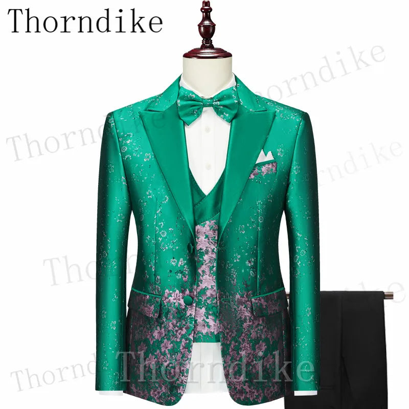 Thorndike Jacket Pants Vest Men 3 Pieces Slim Casual Suit Trousers Set Male Wedding Groom Dress Business Blazers Coat Trousers