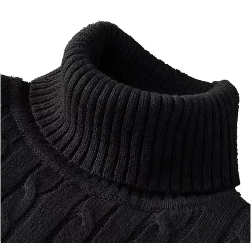 Men's High Neck Sweater Solid Color Pullover Knitted Warm Casual Turtleneck Sweatwear Woolen Mens Winter Outdoor Tops