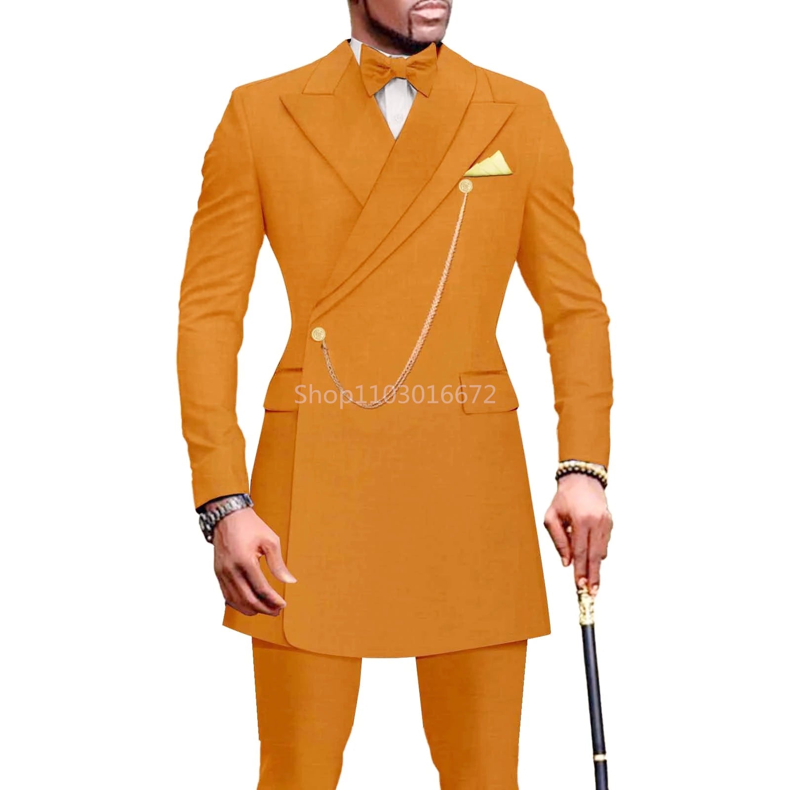 Solid African Design Peak Lapel Slim Fit 2 Piece Men Suits For Wedding Groom Tuxedos for Prom Party Best Men Suits Blazer Pants