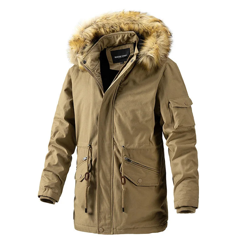 PFHQ Autumn Winter Long Jacket Men's Plush Casual Coat 2024 Solid Color Korea Fashion Long Sleeve Male Tops Casual 21Z6802