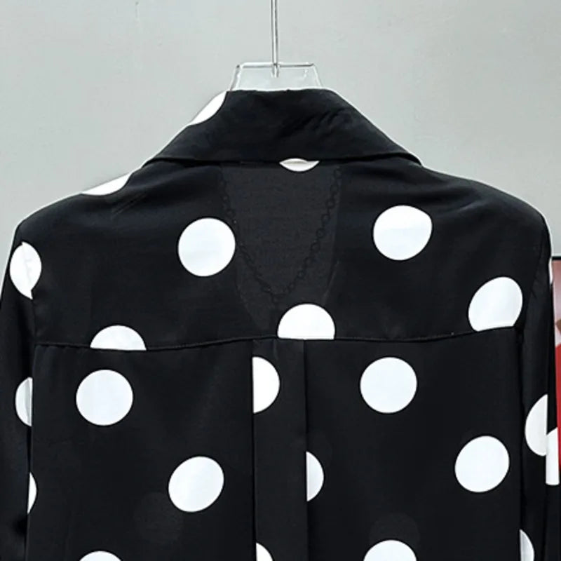 PFHQ Men's Polka Dot Printed Shirts Summer Thin Long Sleeved Design Niche Chiffon Single Breasted Comfortable Tops Male 21Z4323