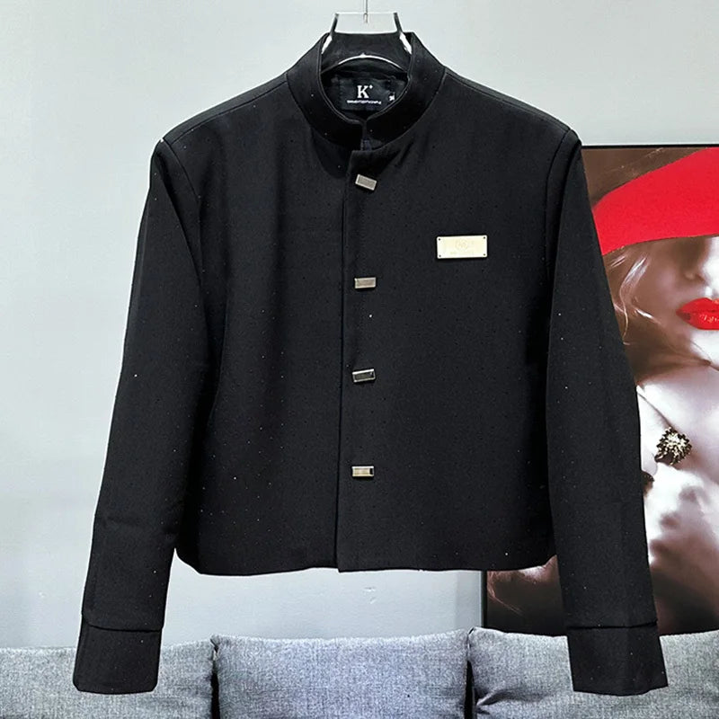 PFHQ Men's Temperament Jackets Stand Collar Tide Single Breasted Haute Quality Personality Versatile Male Summer Coat 21Z4508