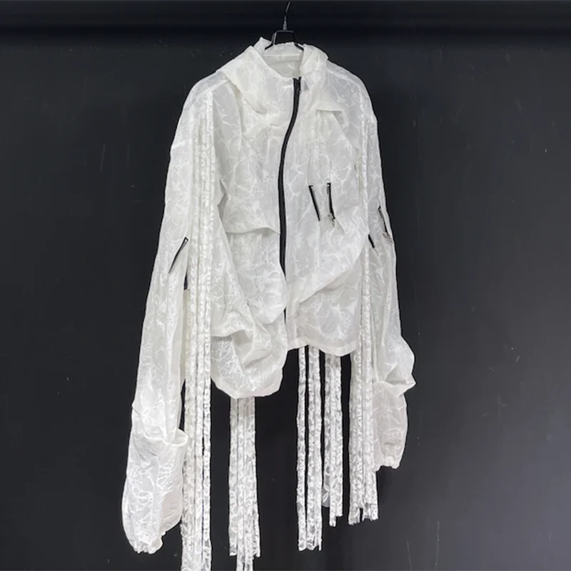PFHQ Design Printed Summer Loose Design New Style 2024 With Hat Lace Up Long Sleeve New Fashion Male  Tops Casual 21Z5308