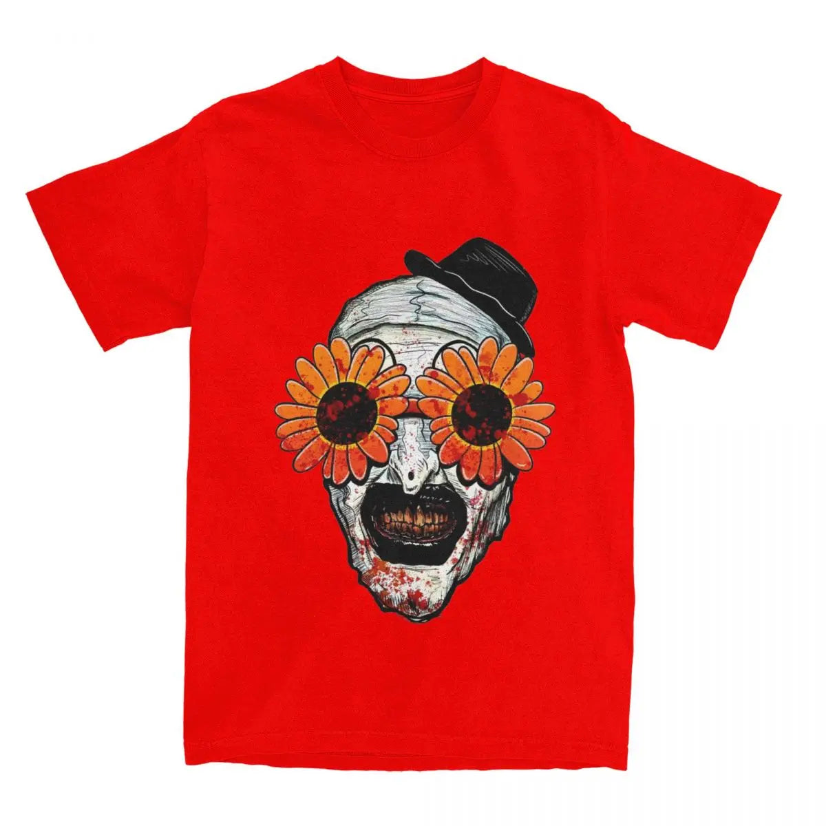 Men Women's Art The Clown Terrifier 2 Sunflower Sunglasses T Shirts Horror Movie Cotton Tops Fashion Tees Plus Size T-Shirt