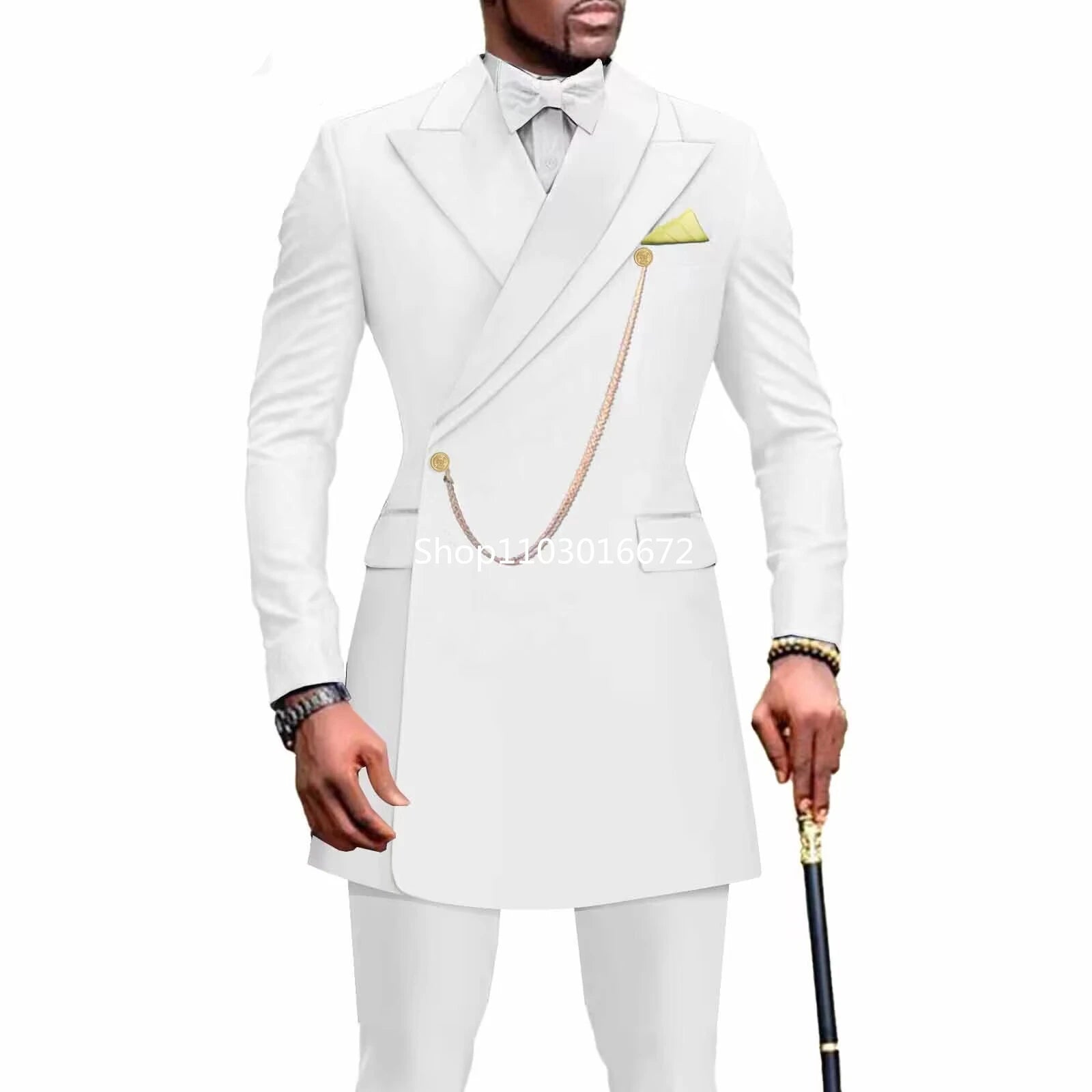 Solid African Design Peak Lapel Slim Fit 2 Piece Men Suits For Wedding Groom Tuxedos for Prom Party Best Men Suits Blazer Pants