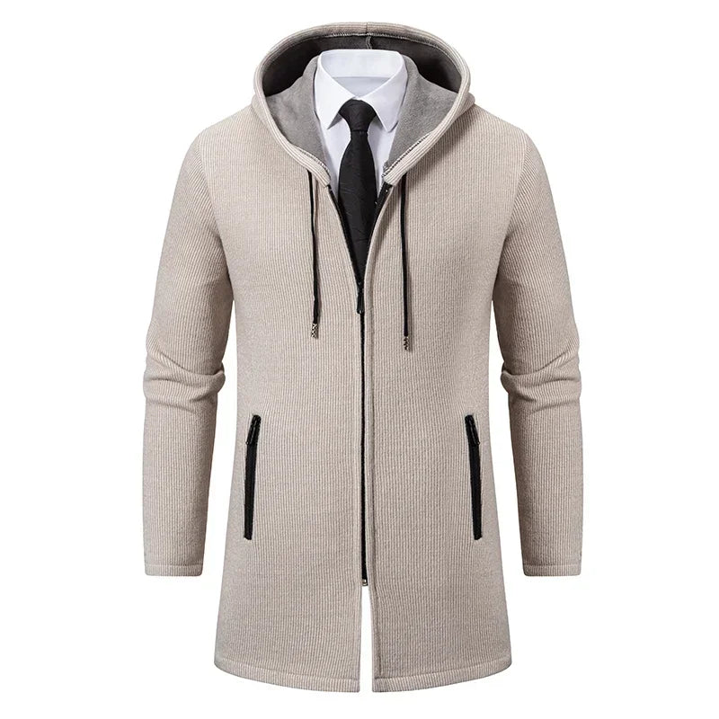 Autumn Winter Men's Casual Knitted Coat New Velvet Padded Jacket Male Hoodies Warm Jumper Fashion Zipper Mens Cardigan