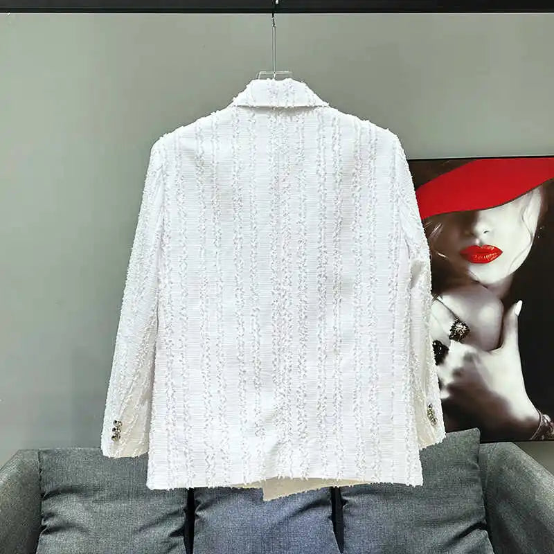 PFHQ New Suit Jackets Men's Double Breasted Loose Delicacy Autumn Metal Decoration Temperament Blazer Male Original Coat 21Z4339