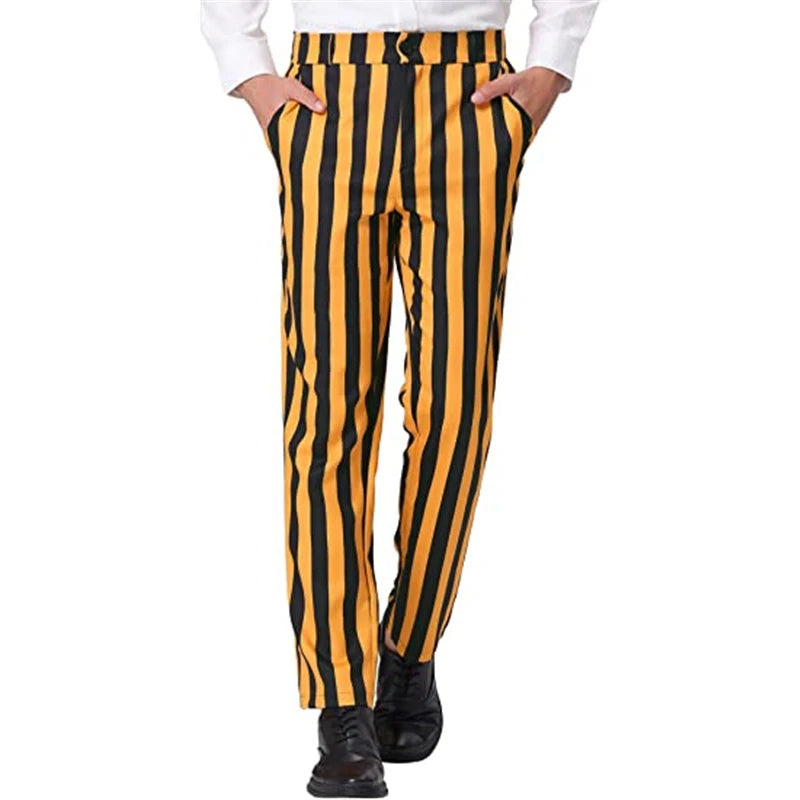 Summer Men's Fashion Striped Straight Pants 3D Printed Small Feet Comfortable Business Casual Pants Suit Pants