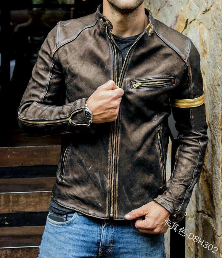 European and American Men's Casual Leather Clothing, Fashionable Youth Stand - Collar Biker Jackets with Unique Styles. S-5XL