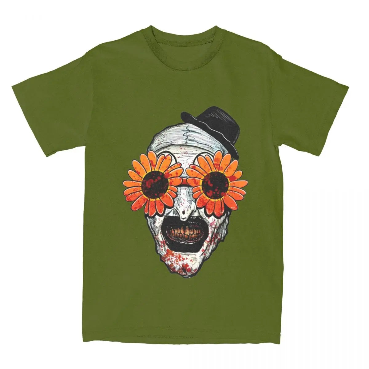 Men Women's Art The Clown Terrifier 2 Sunflower Sunglasses T Shirts Horror Movie Cotton Tops Fashion Tees Plus Size T-Shirt