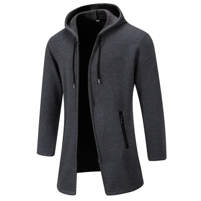 Autumn Winter Men's Casual Knitted Coat New Velvet Padded Jacket Male Hoodies Warm Jumper Fashion Zipper Mens Cardigan