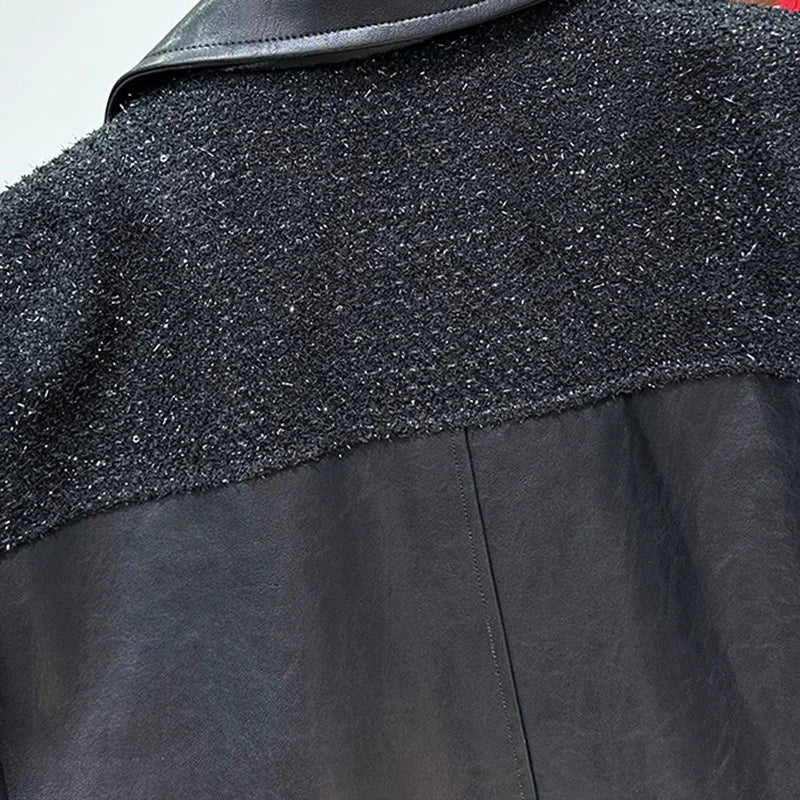 PFHQ 2024 Autumn Korean Fashion Men Jacket New Turn-down Collar Patchwork Long Sleeve Male Tops New Casual 21Z6685